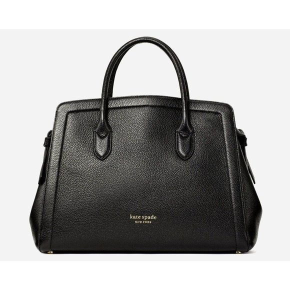 New Kate Spade Knott Pebble Leather Large Satchel Leather Black